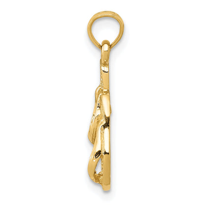 14K Yellow Gold 3D Flip Flops Pendant