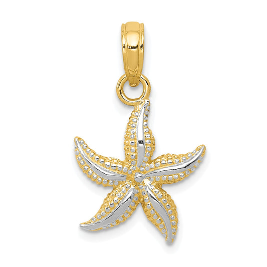 14K Yellow & Rhodium With White Starfish Pendant