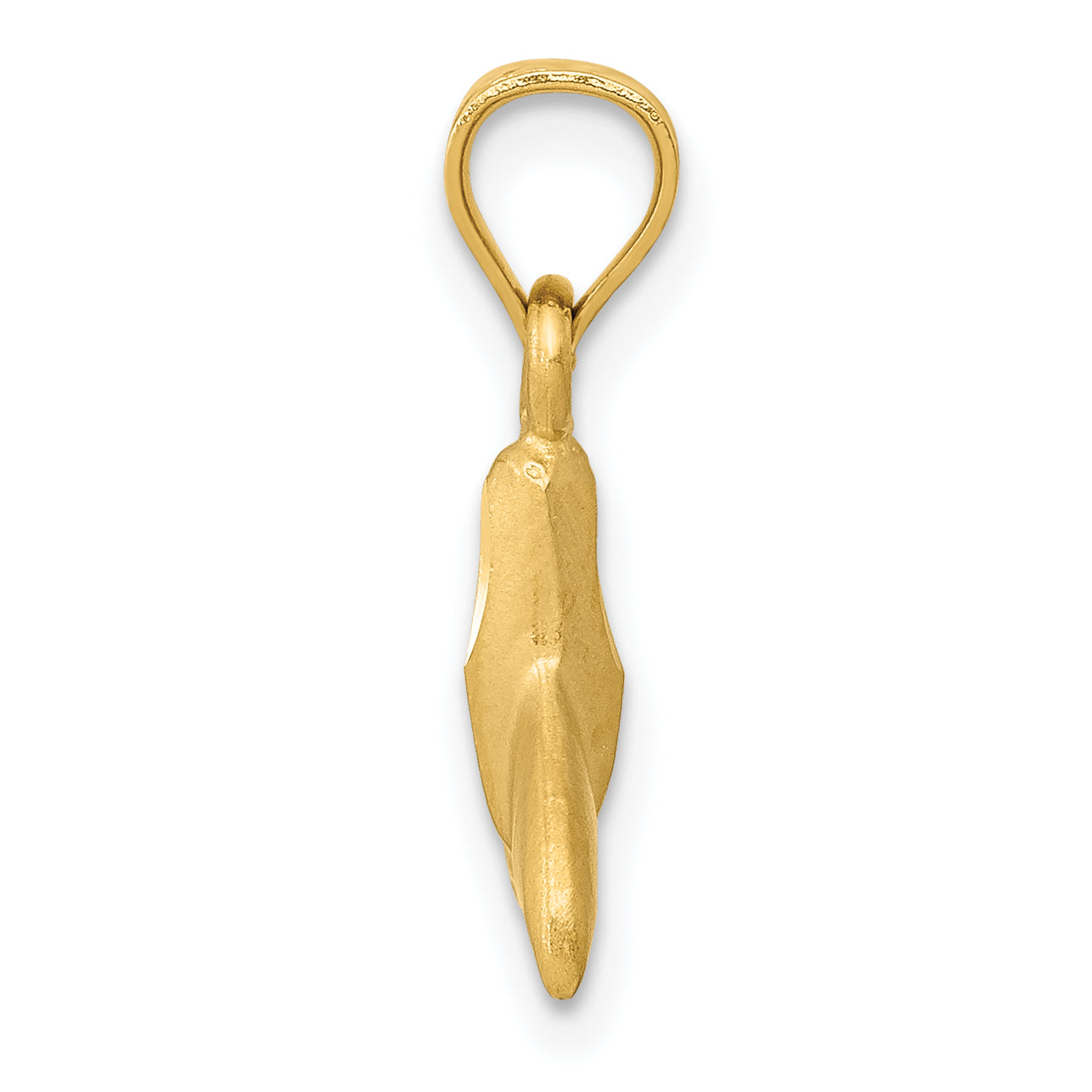 14K Yellow Gold 3D Whale Tail Pendant