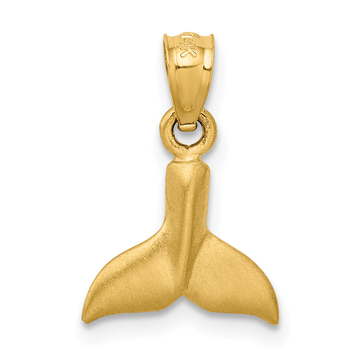 14K Yellow Gold 3D Whale Tail Pendant