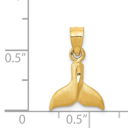 14K Yellow Gold 3D Whale Tail Pendant