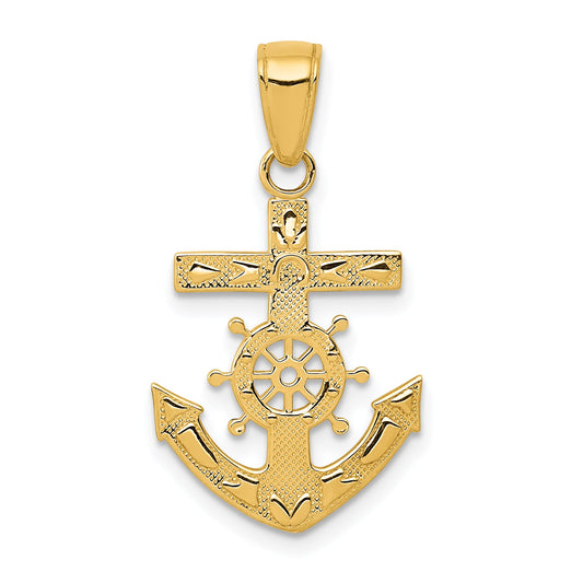 14K Yellow Gold Mariner'S Cross Pendant