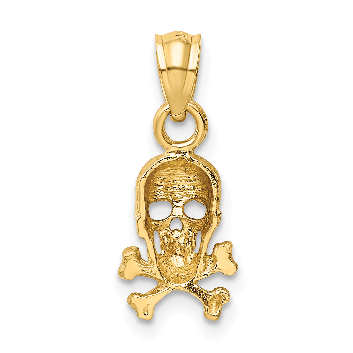 14K Yellow Gold Skull And Cross Bones Pendant