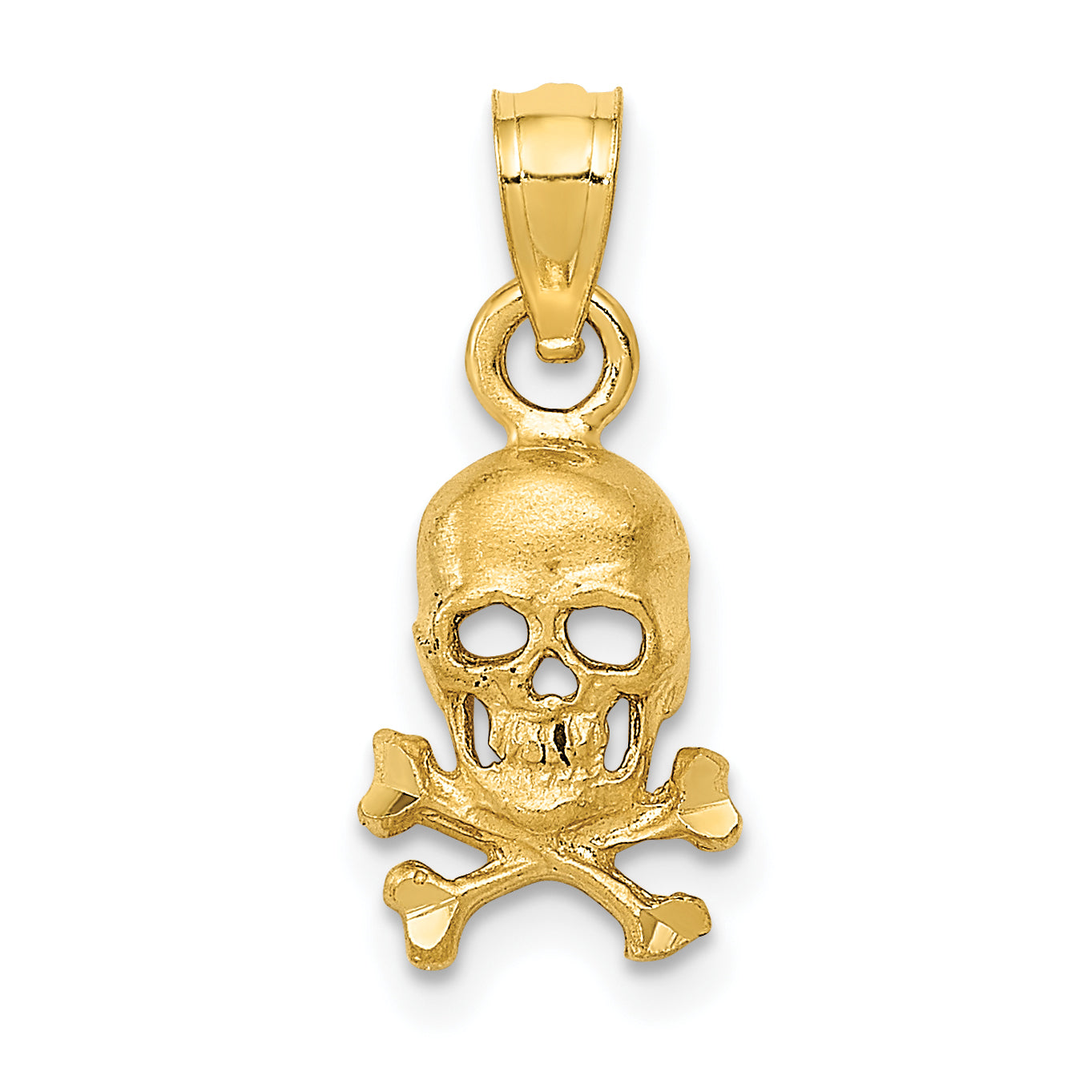 14K Yellow Gold Skull And Cross Bones Pendant