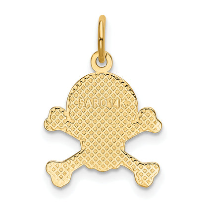14K Yellow Gold Skull And Bones Charm