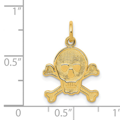 14K Yellow Gold Skull And Bones Charm