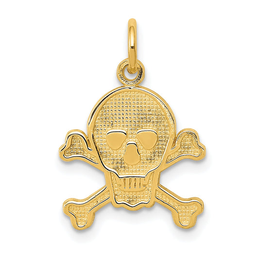 14K Yellow Gold Skull And Bones Charm