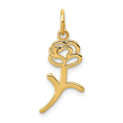 14K Yellow Gold Rose Charm