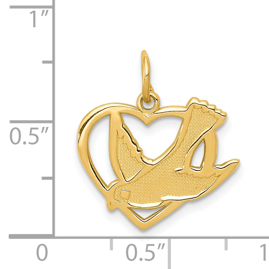 14K Yellow Gold Peace Bird Charm