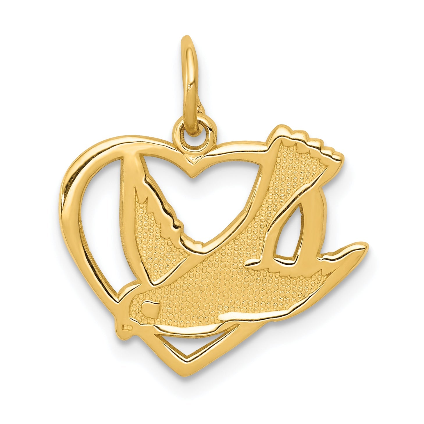 14K Yellow Gold Peace Bird Charm
