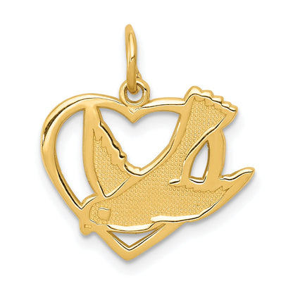 14K Yellow Gold Peace Bird Charm