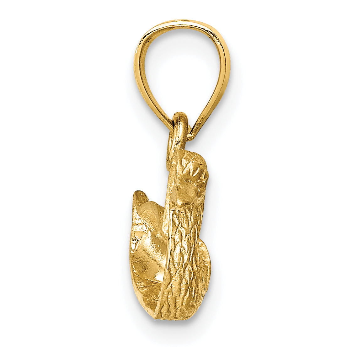 14K Yellow Gold Diamond-Cut Duck Pendant