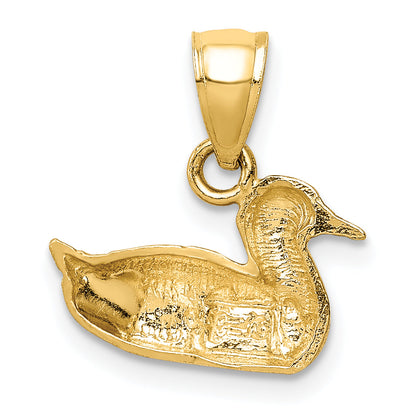 14K Yellow Gold Diamond-Cut Duck Pendant