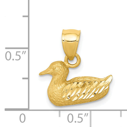 14K Yellow Gold Diamond-Cut Duck Pendant