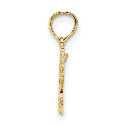 14K Yellow Gold I Heart My Cat Charm