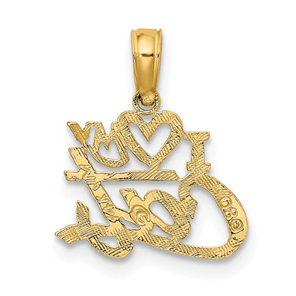 14K Yellow Gold I Heart My Cat Charm