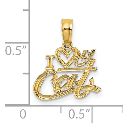 14K Yellow Gold I Heart My Cat Charm