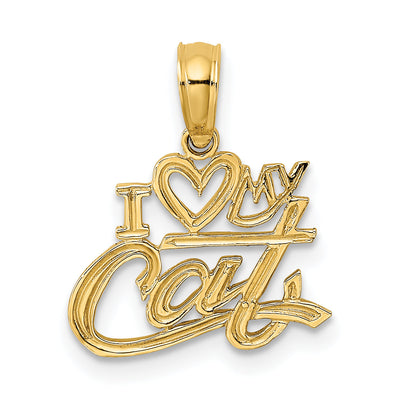 14K Yellow Gold I Heart My Cat Charm