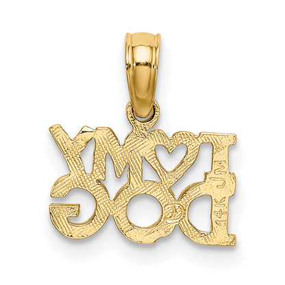 14K Yellow Gold I Heart My Dog Charm