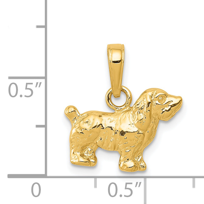 14K Yellow Gold Cocker Spaniel Dog Pendant