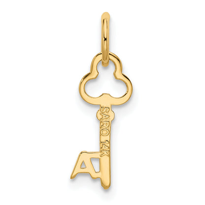 14K Yellow Gold Key Letter A Initial Charm