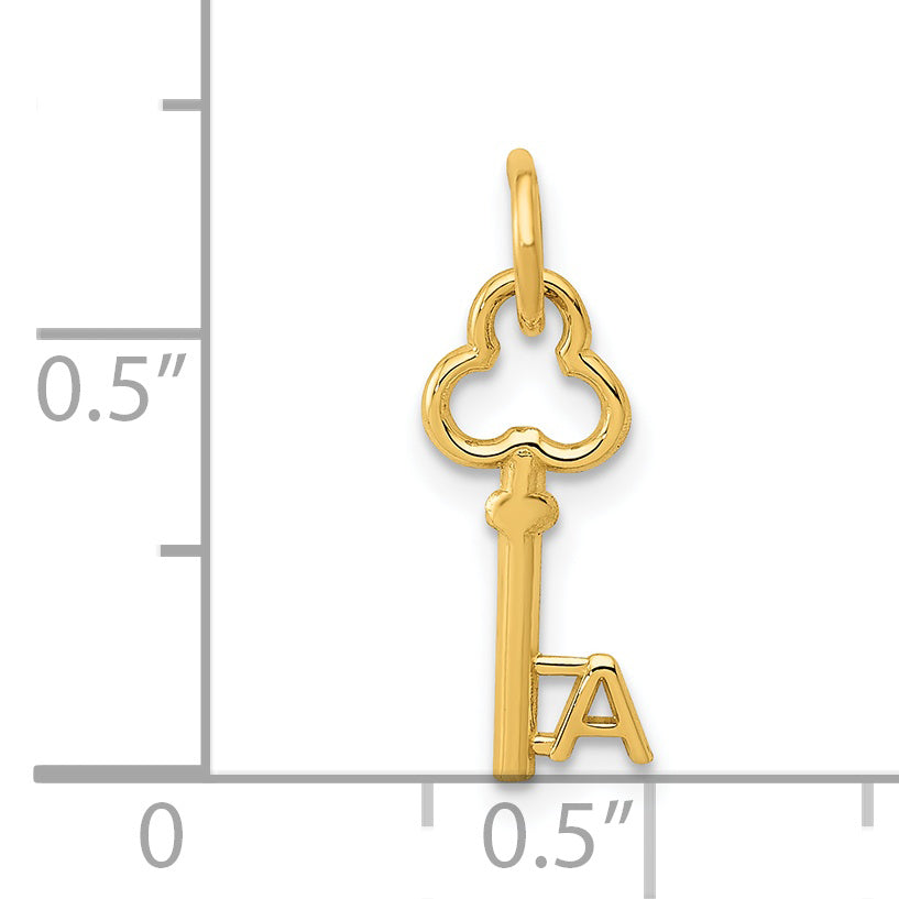 14K Yellow Gold Key Letter A Initial Charm