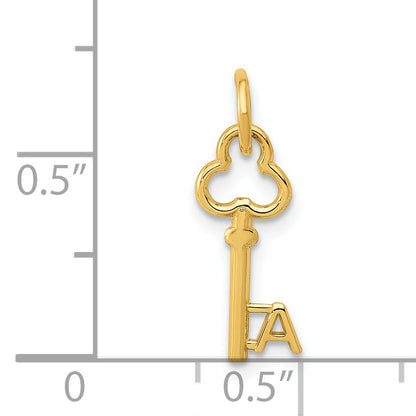14K Yellow Gold Key Letter A Initial Charm