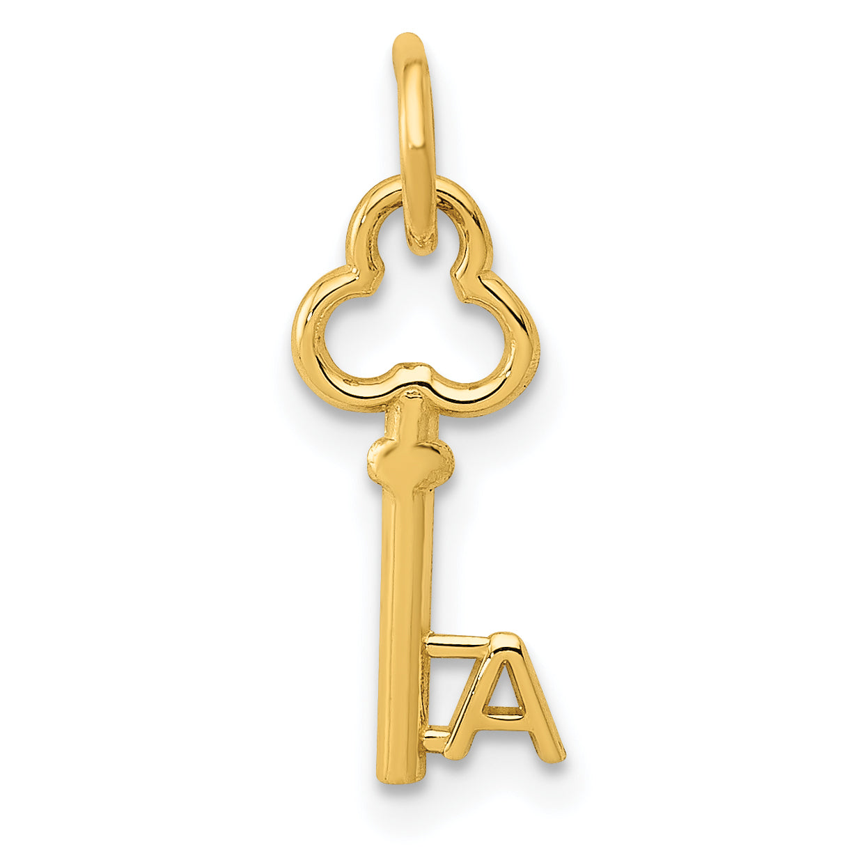 14K Yellow Gold Key Letter A Initial Charm