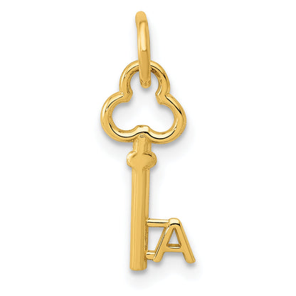 14K Yellow Gold Key Letter A Initial Charm