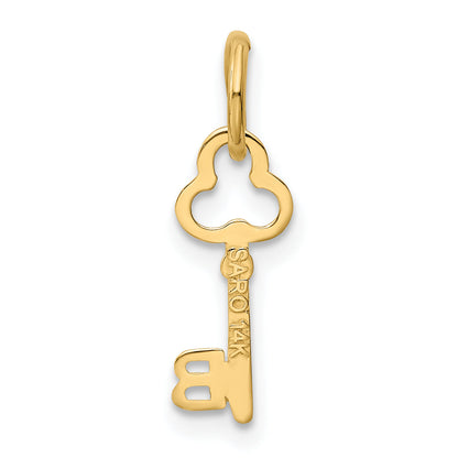 14K Yellow Gold Key Letter B Initial Charm