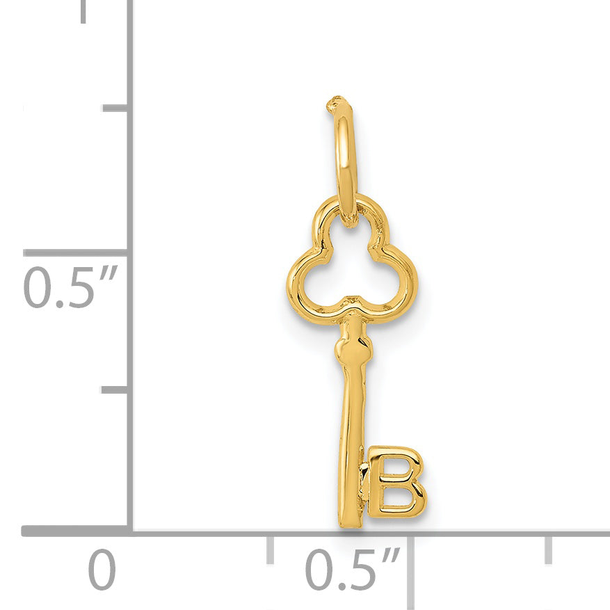 14K Yellow Gold Key Letter B Initial Charm