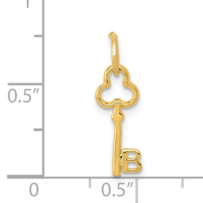 14K Yellow Gold Key Letter B Initial Charm