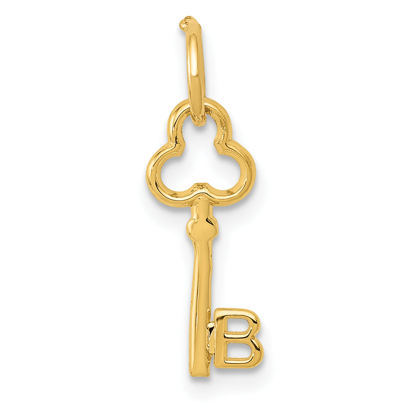 14K Yellow Gold Key Letter B Initial Charm