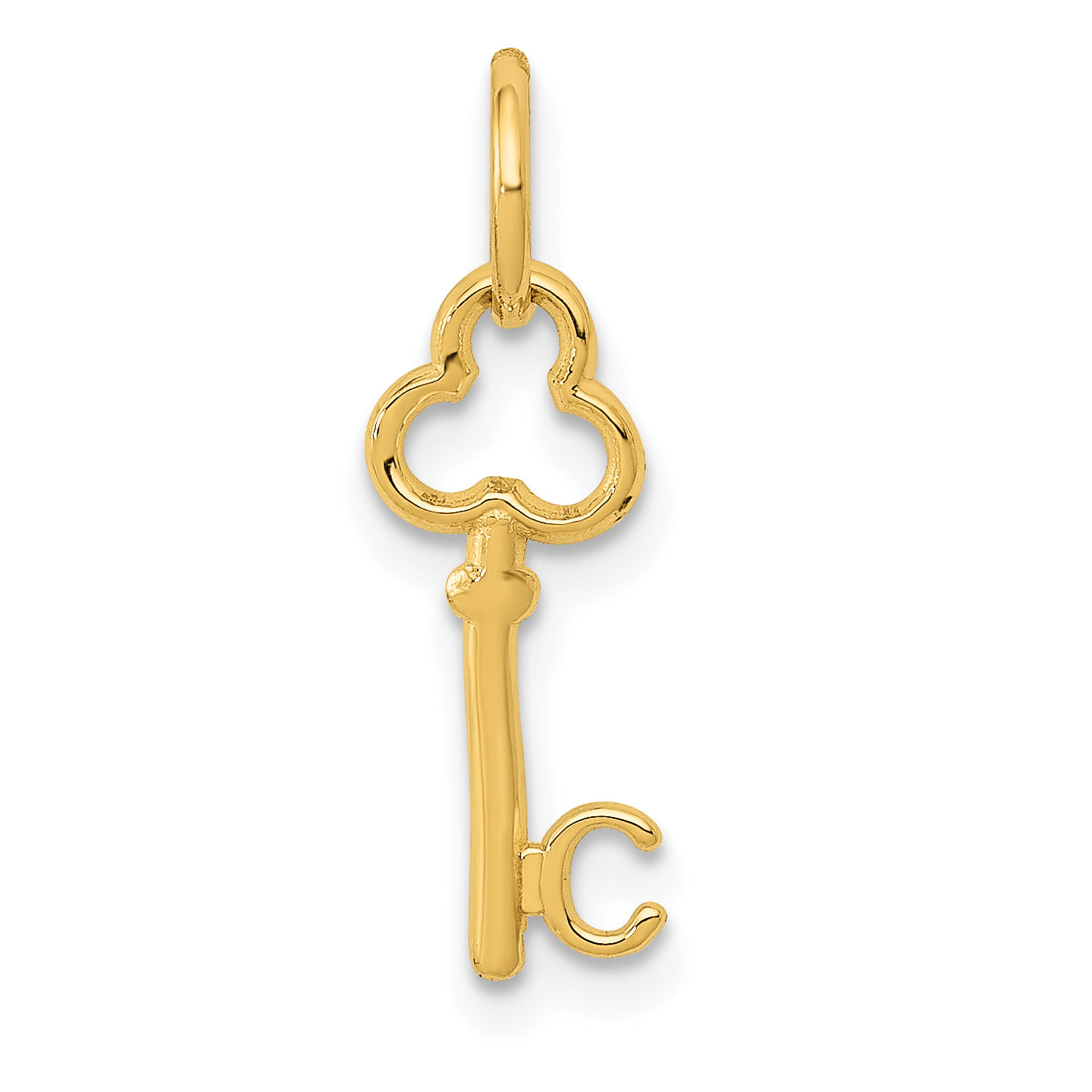 14K Yellow Gold Key Letter C Initial Charm