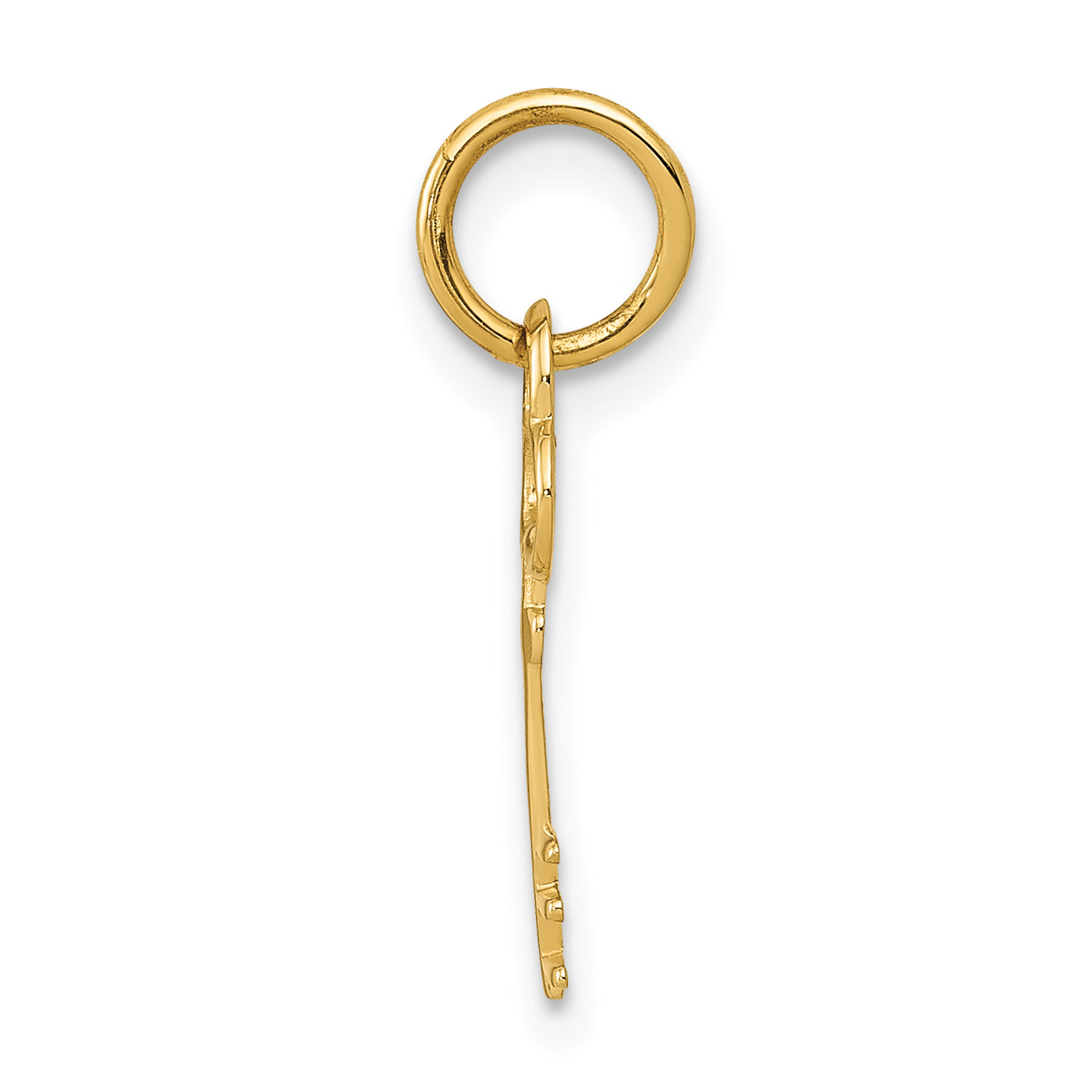 14K Yellow Gold Key Letter E Initial Charm