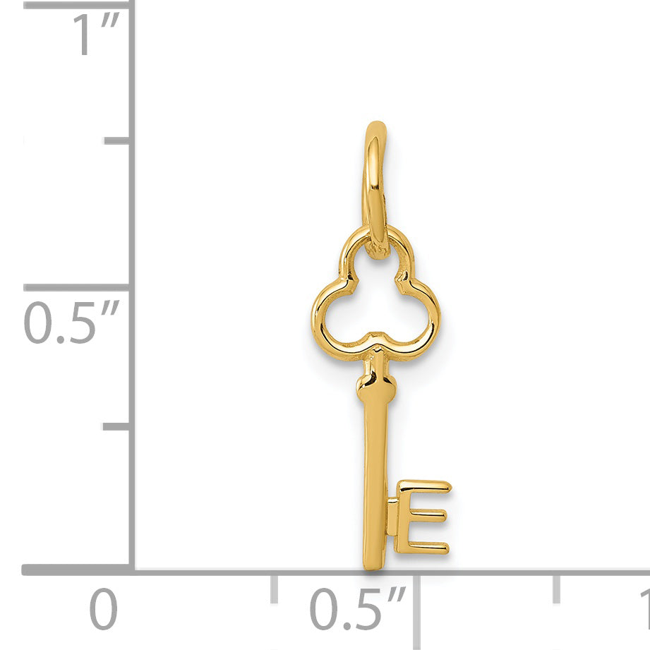14K Yellow Gold Key Letter E Initial Charm