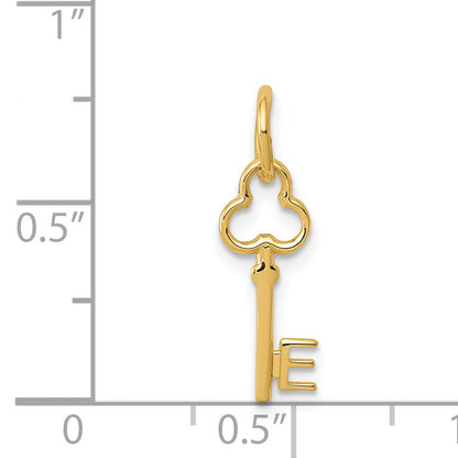 14K Yellow Gold Key Letter E Initial Charm