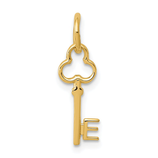 14K Yellow Gold Key Letter E Initial Charm