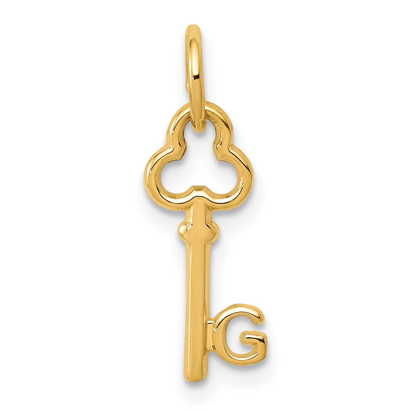 14K Yellow Gold Key Letter G Initial Charm
