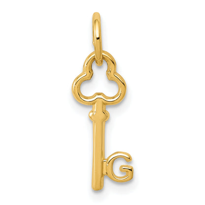 14K Yellow Gold Key Letter G Initial Charm