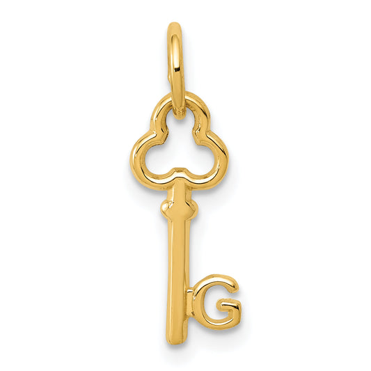 14K Yellow Gold Key Letter G Initial Charm