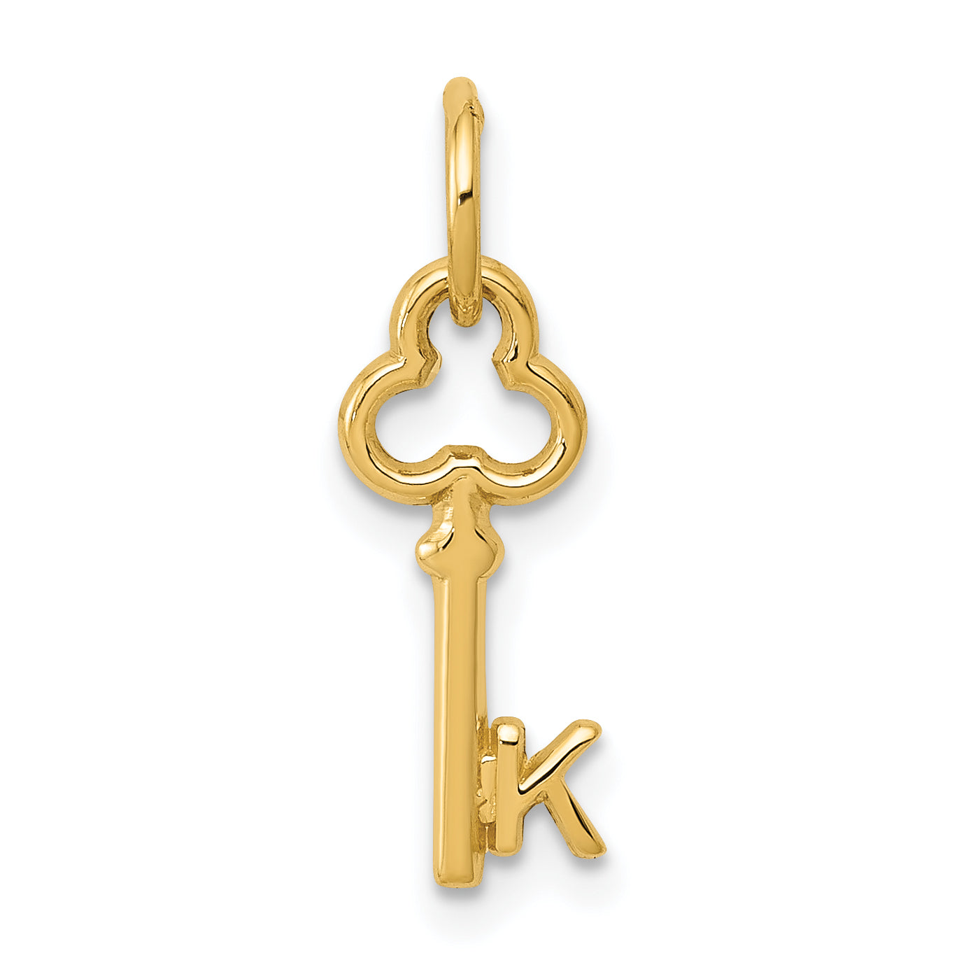 14K Yellow Gold Key Letter K Initial Charm