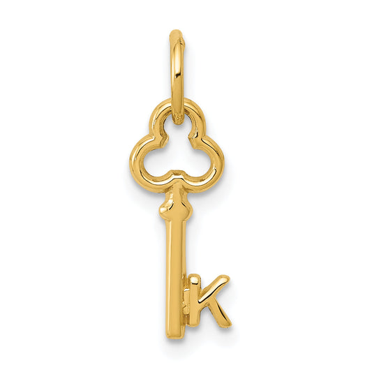 14K Yellow Gold Key Letter K Initial Charm