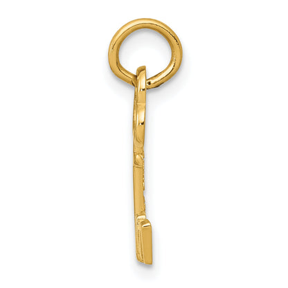 14K Yellow Gold Key Letter M Initial Charm