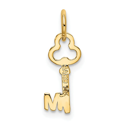 14K Yellow Gold Key Letter M Initial Charm