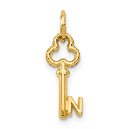 14K Yellow Gold Key Letter N Initial Charm