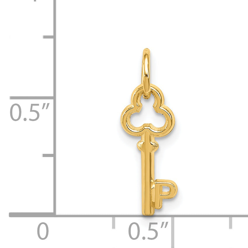 14K Yellow Gold Key Letter P Initial Charm