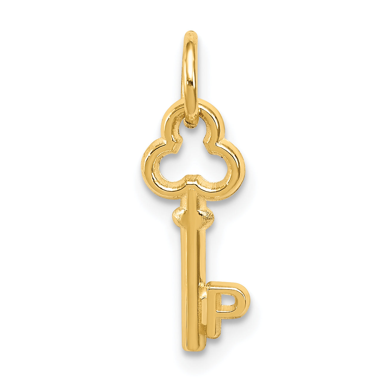 14K Yellow Gold Key Letter P Initial Charm