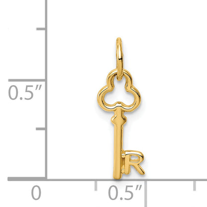 14K Yellow Gold Key Letter R Initial Charm
