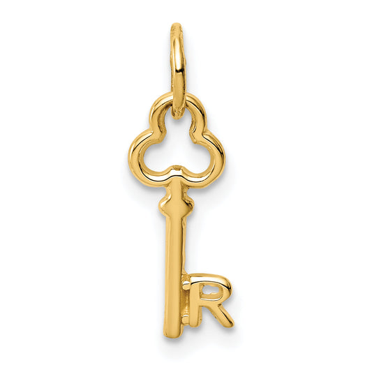14K Yellow Gold Key Letter R Initial Charm